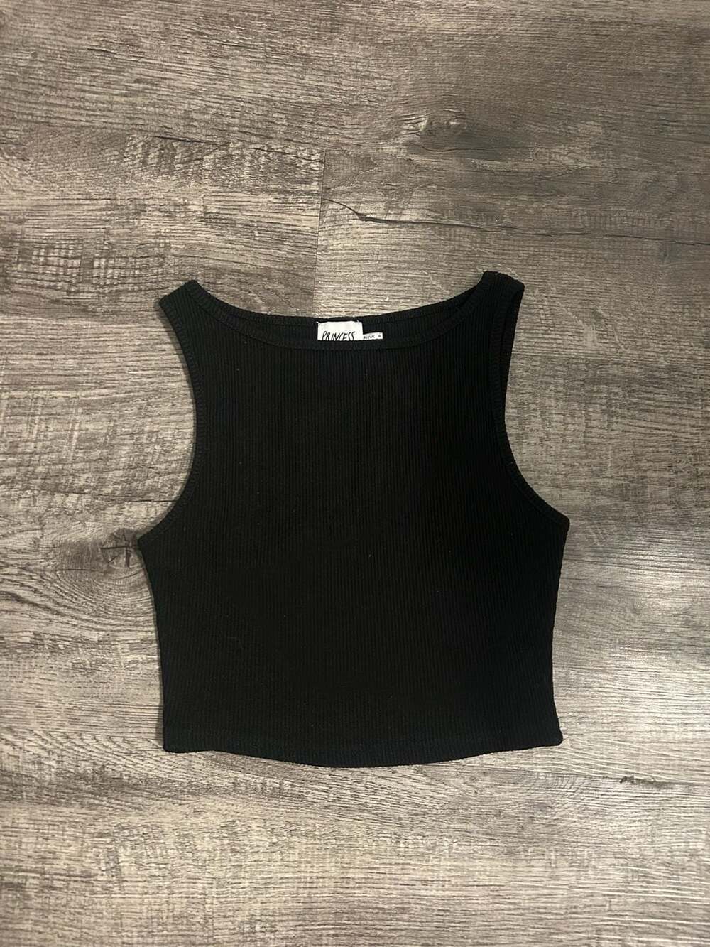Princess Polly Black Ribbed Sleeveless Crop Top Size US 0